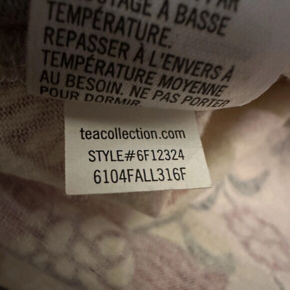 Tea Collection Wrap Front Taiyo Dress Girls 12 Long Sleeve Oatmeal Floral - Picture 8 of 13